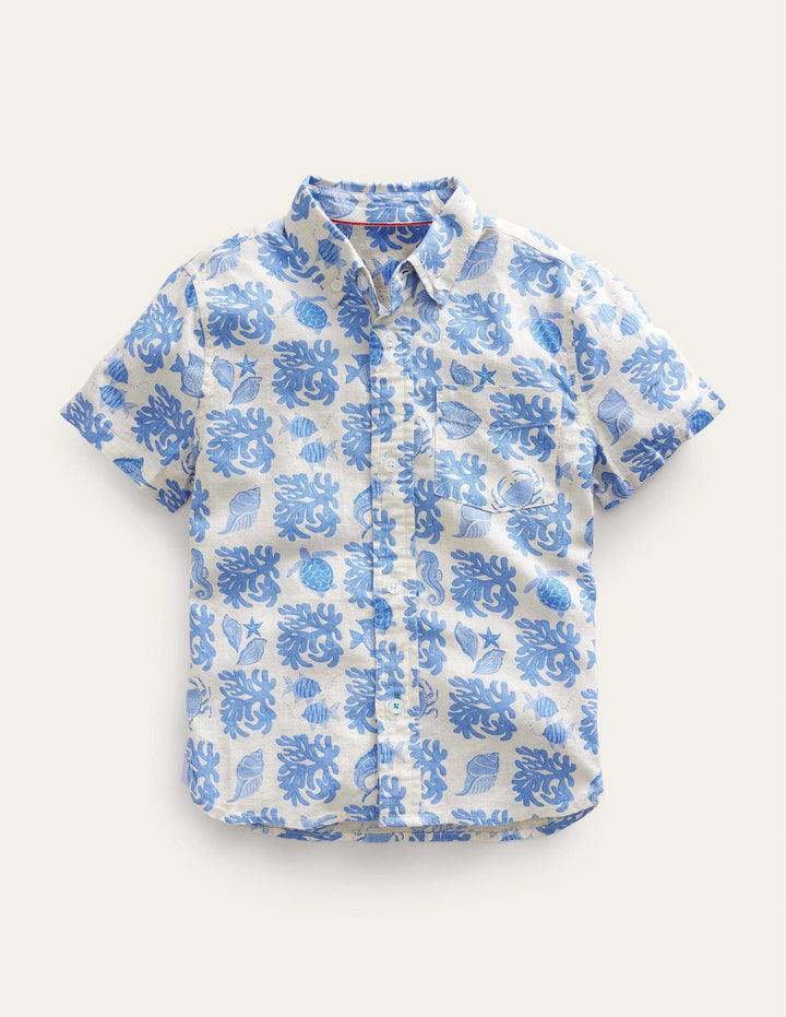 Cotton Linen Shirt-Provence Lagoon