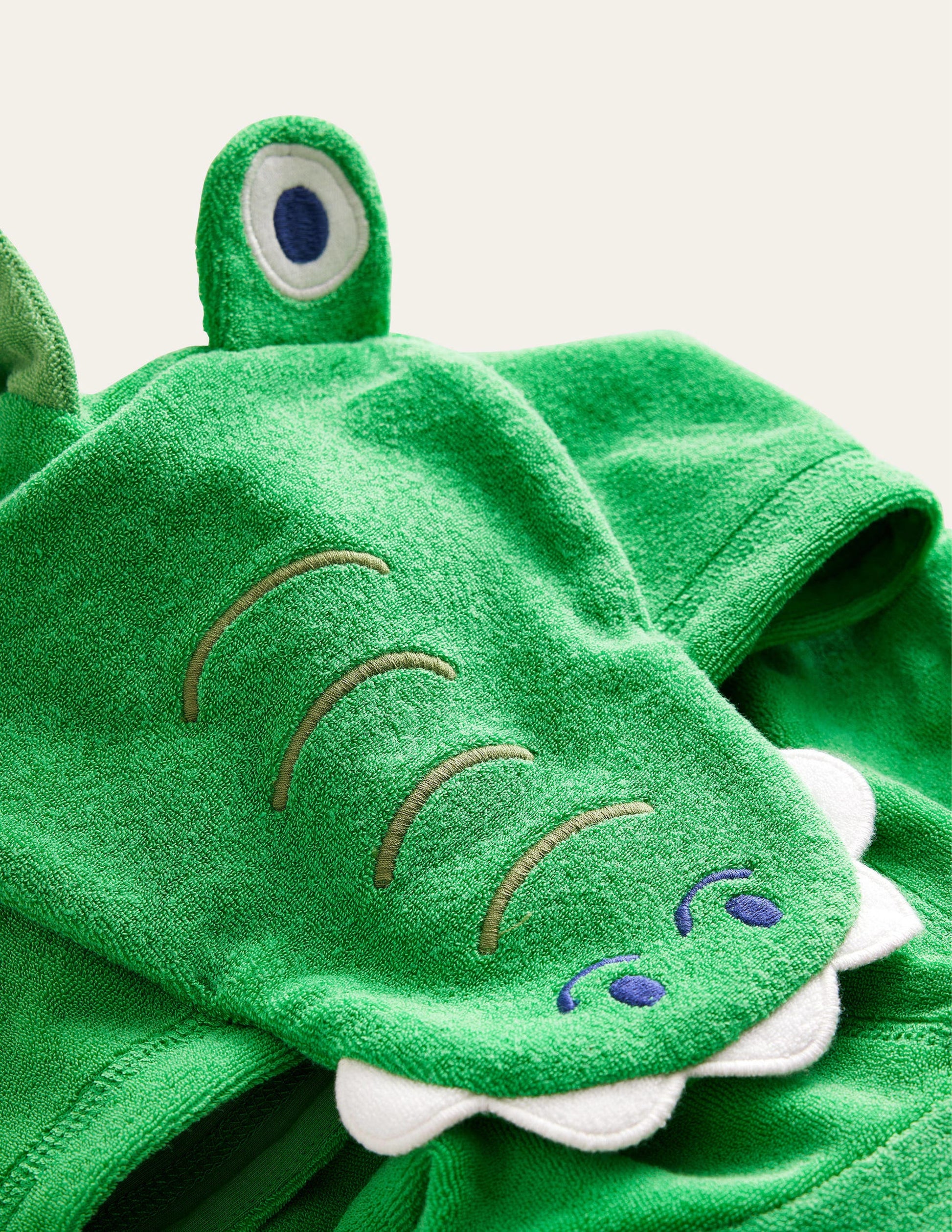 Appliqué Towelling Throw-on-Green/Ivory Crocodile-4