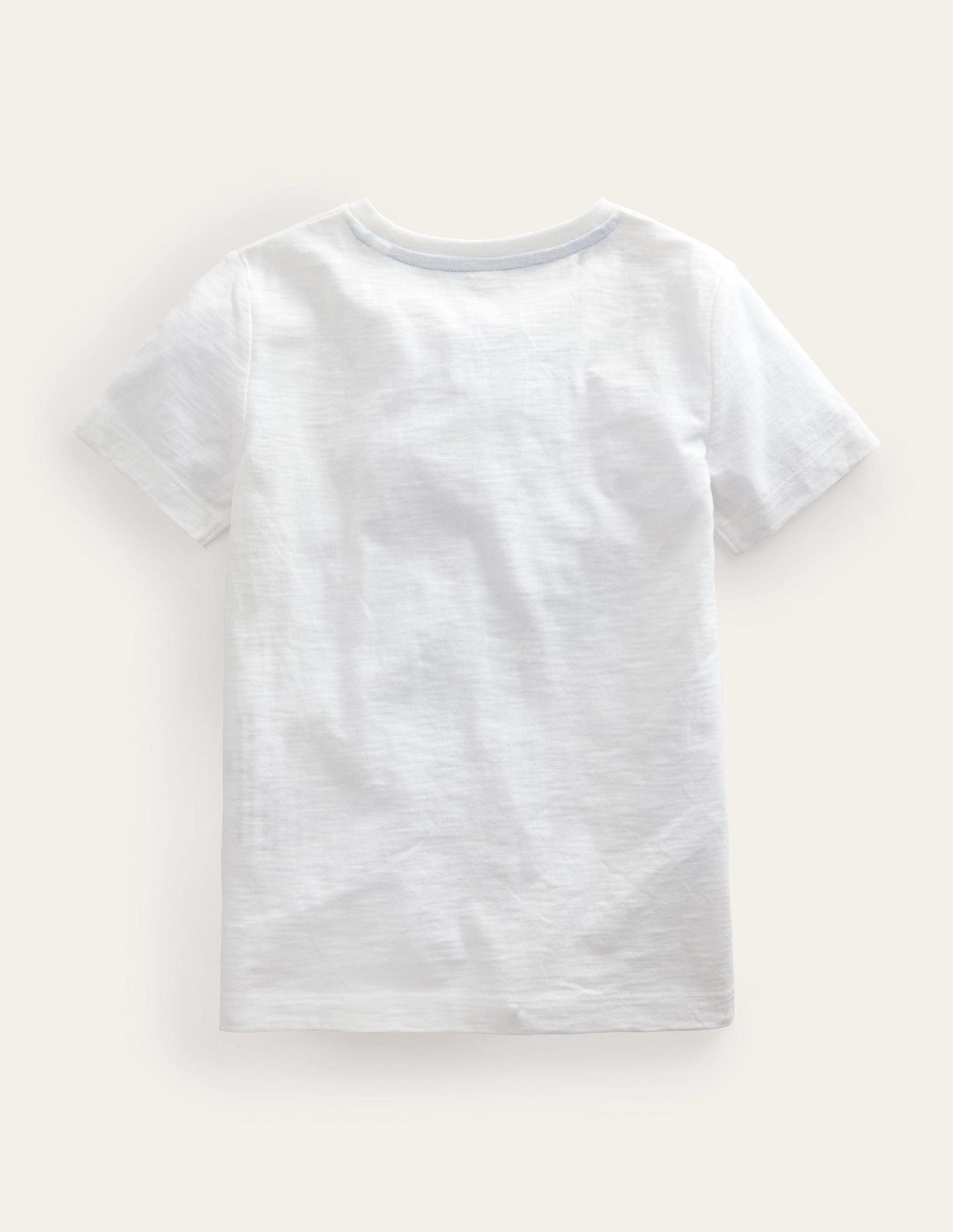 Chain Stitch Slogan T-shirt-Ivory White Hello