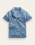 Towelling Polo-Pebble Blue
