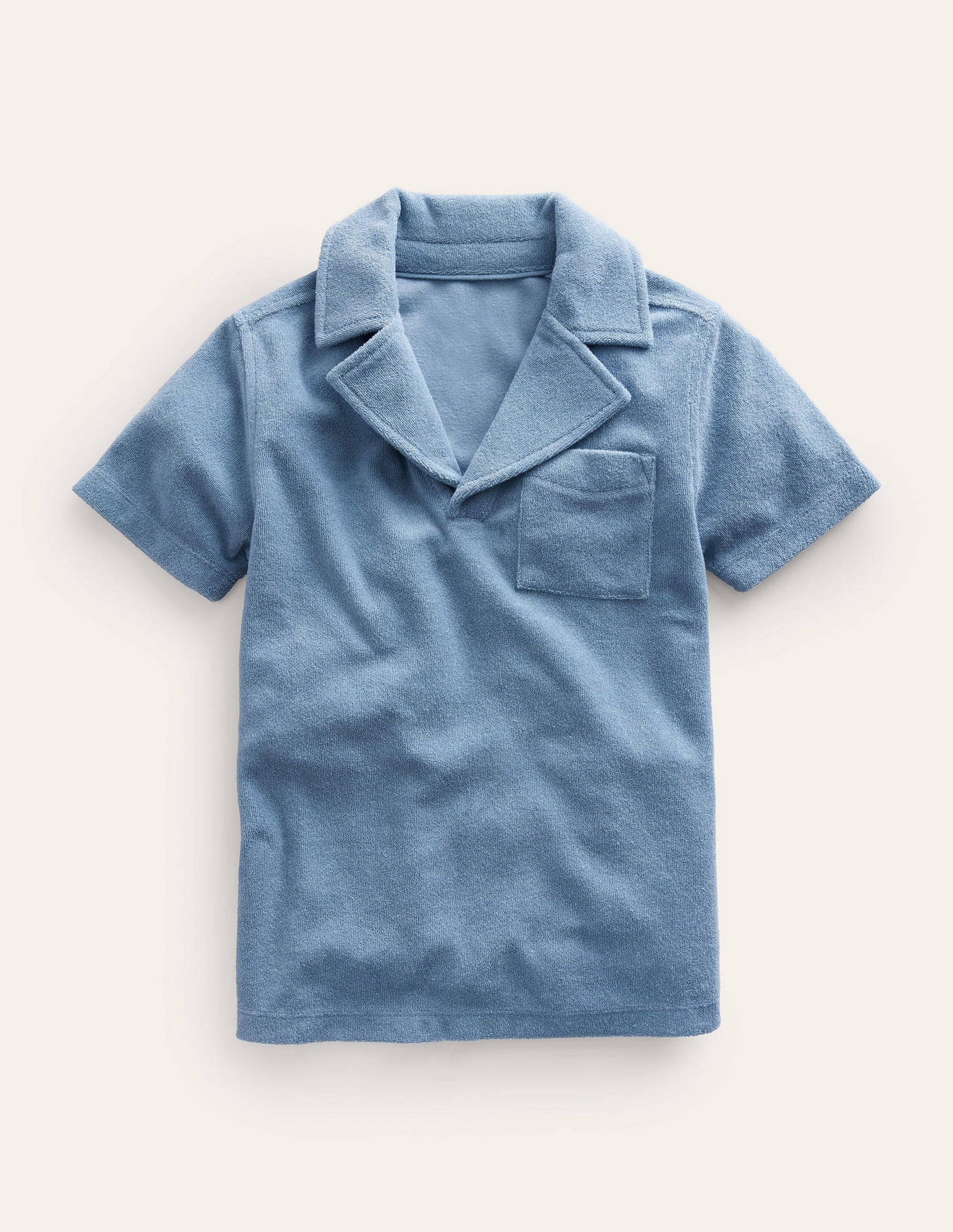 Towelling Polo-Pebble Blue-1