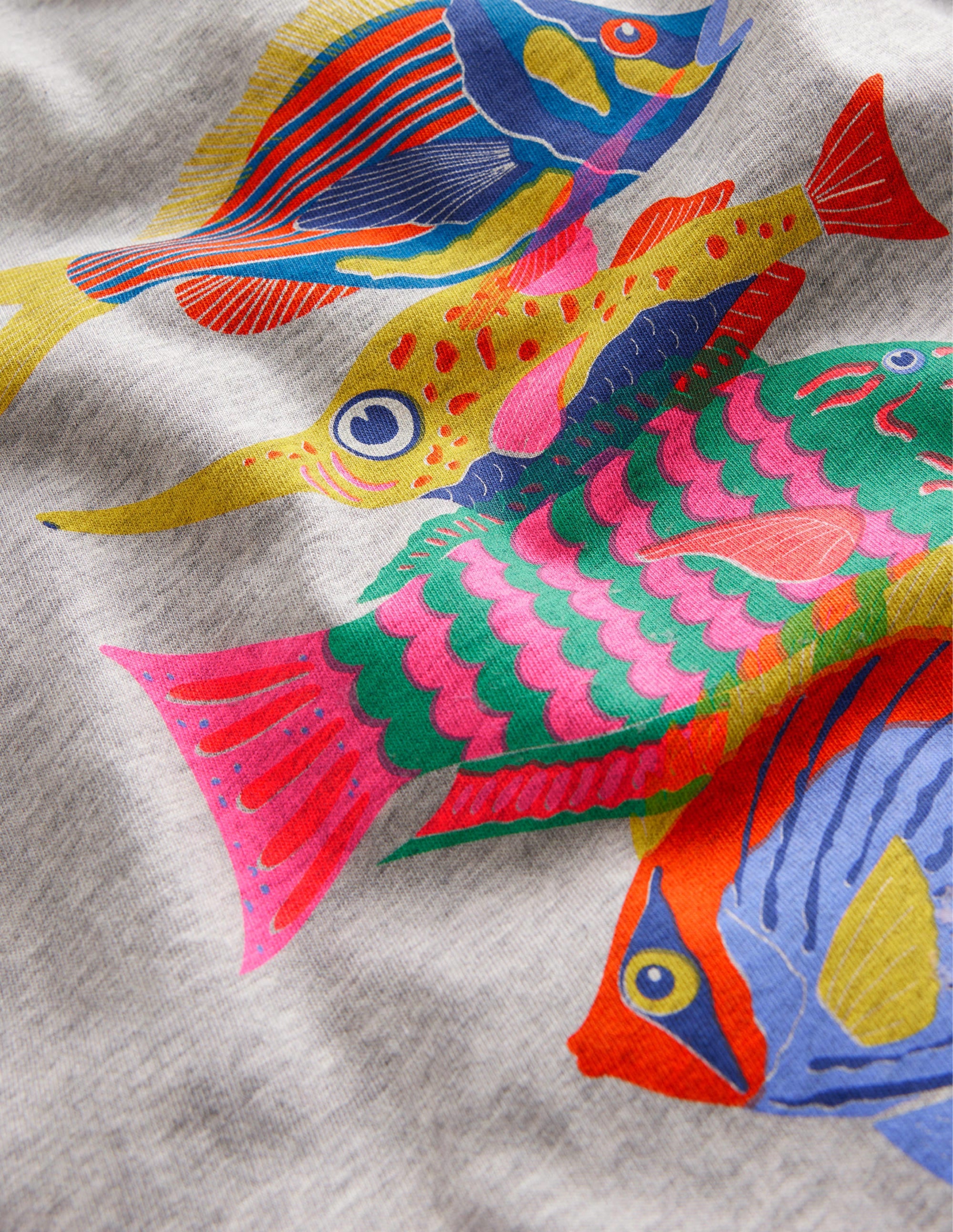 Graphic-Print Cotton T-Shirt-Silver Marl Fish - Image 3