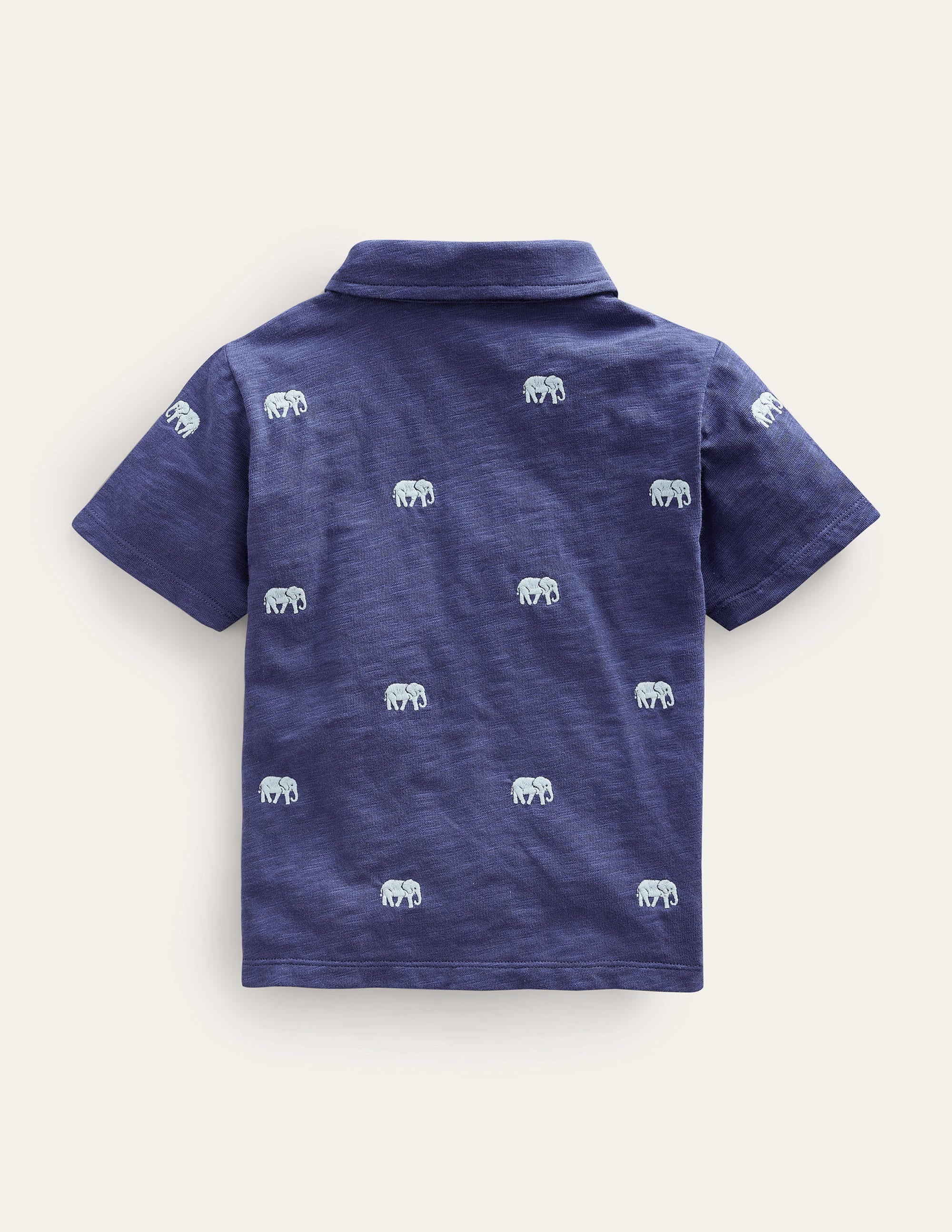Embroidered Slubbed Polo Shirt-Starboard Elephants - Image 2