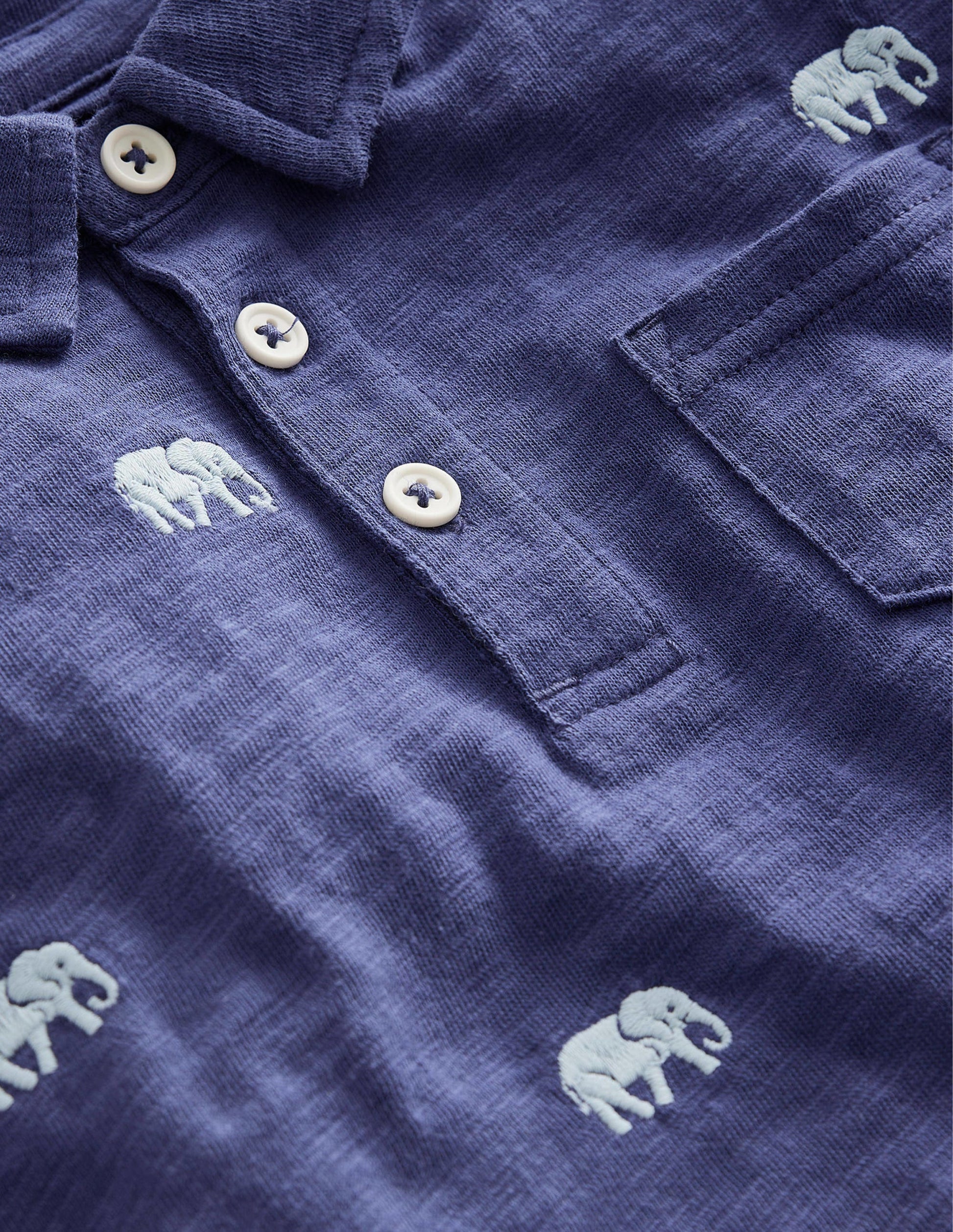 Embroidered Slubbed Polo Shirt-Starboard Elephants-3
