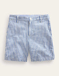 Patterned Chino Shorts-Blue Textured Stripe