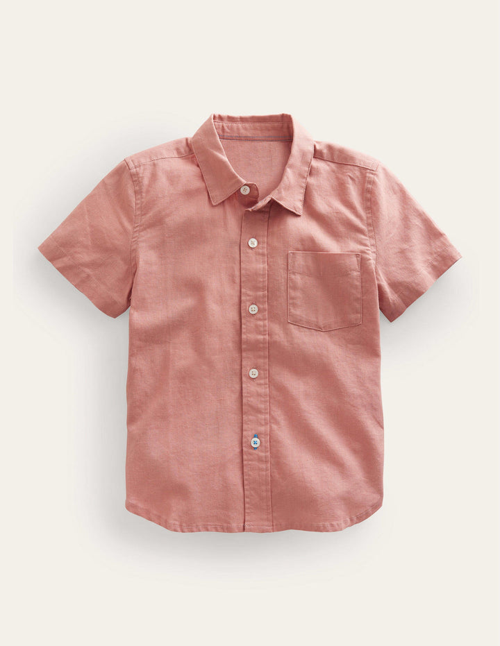 Cotton Linen Shirt-Rose Pink