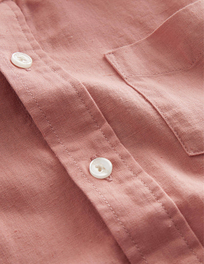 Cotton Linen Shirt-Rose Pink-3