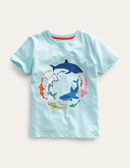 Glow-in-the-dark T-shirt-Iced Aqua Blue Shark-1
