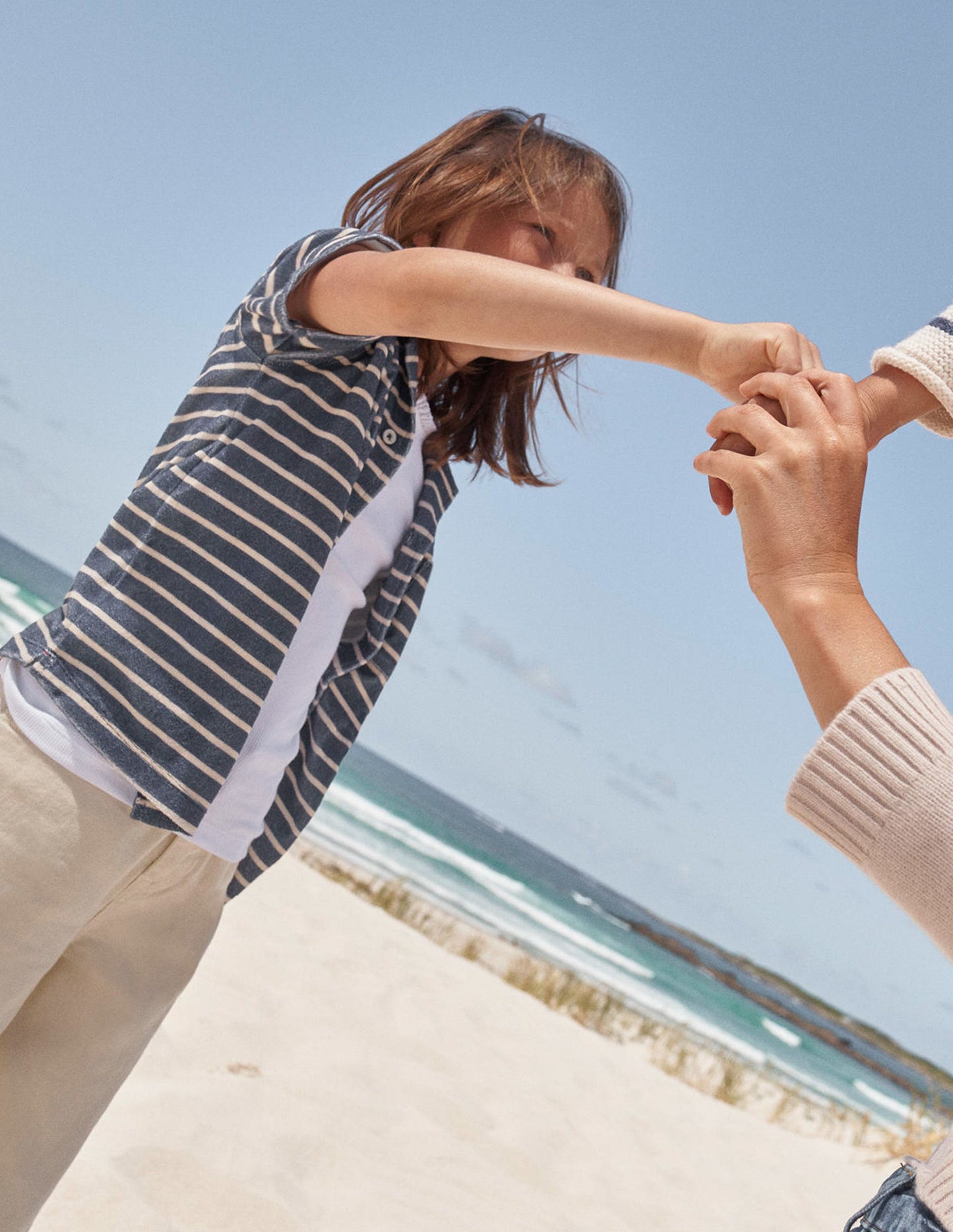 Cotton Linen Shirt-Blue Island Palm