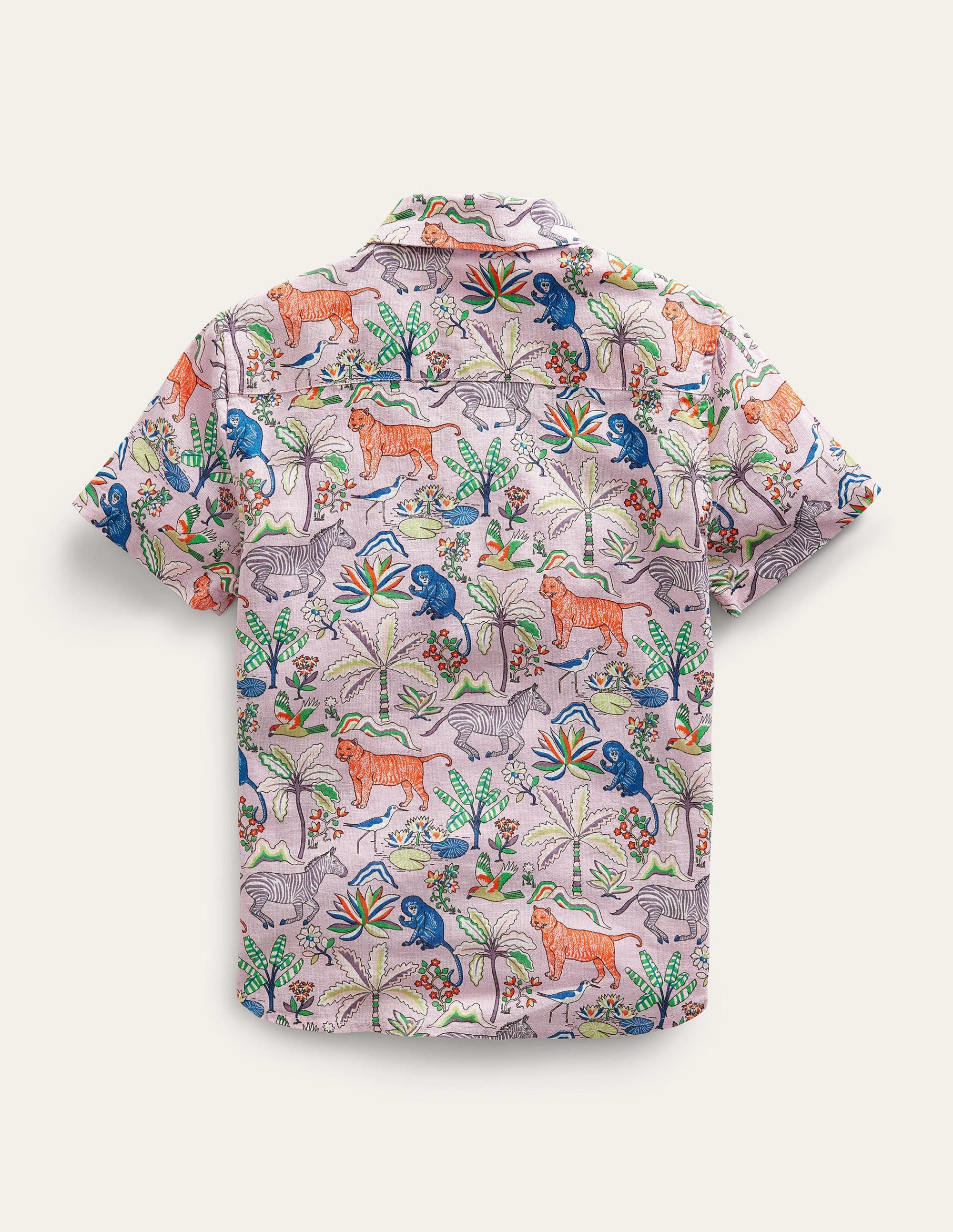 Cotton Linen Shirt-Cameo Pink Tropical Garden - Image 2