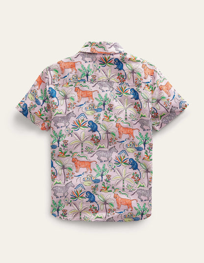 Cotton Linen Shirt-Cameo Pink Tropical Garden-2