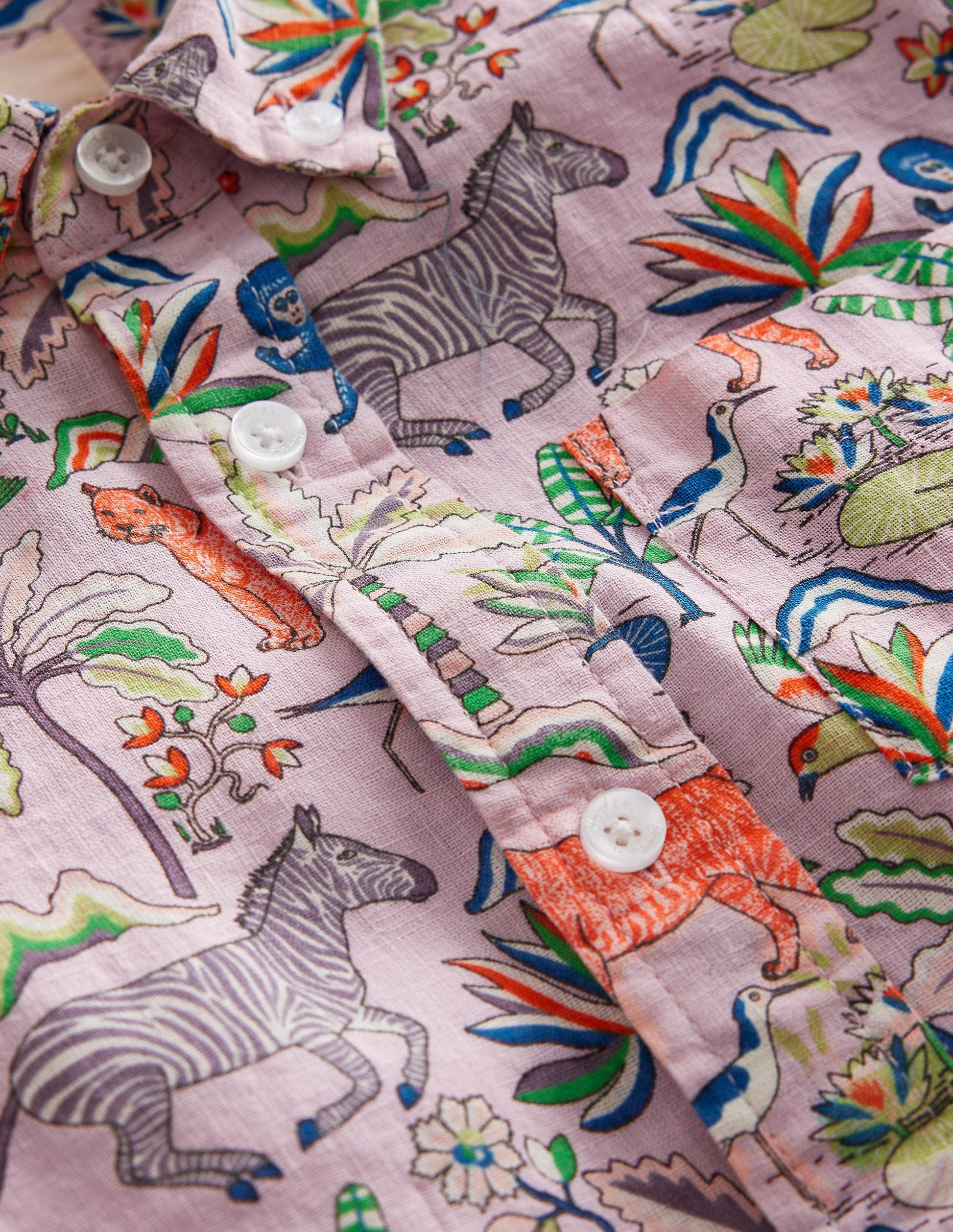 Cotton Linen Shirt-Cameo Pink Tropical Garden-3