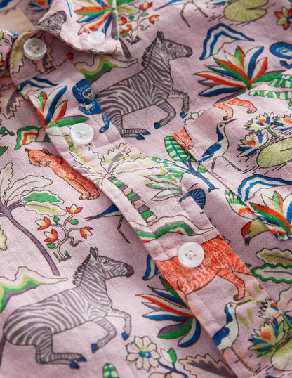 Cotton Linen Shirt-Cameo Pink Tropical Garden-3