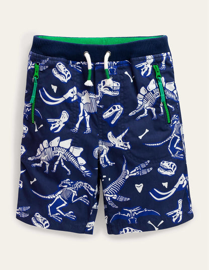 Adventure Shorts-Starboard Blue Dino Skeletons-1
