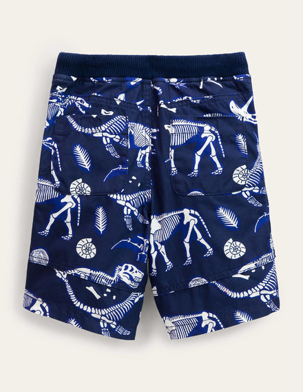 Adventure Shorts-Starboard Blue Dino Skeletons