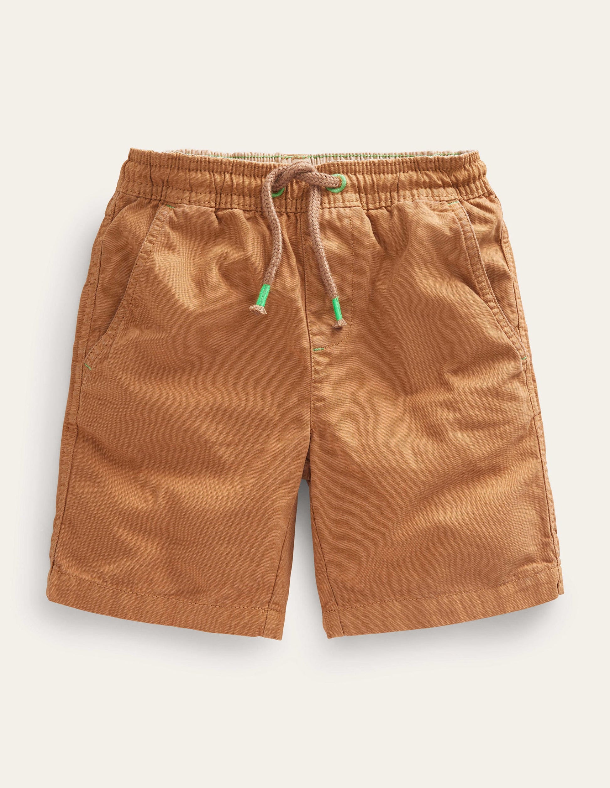 Pull-on Drawstring Shorts-Nut-1