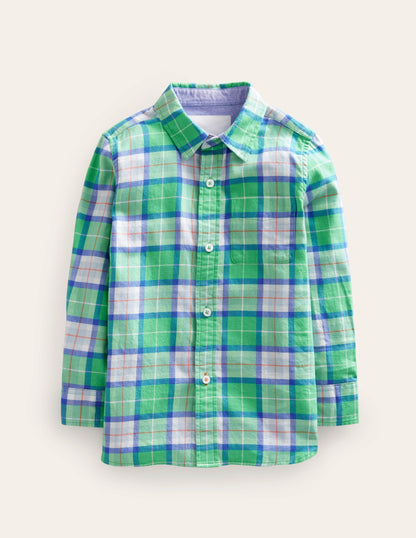 Casual Twill Shirt-Soft Green Check-1