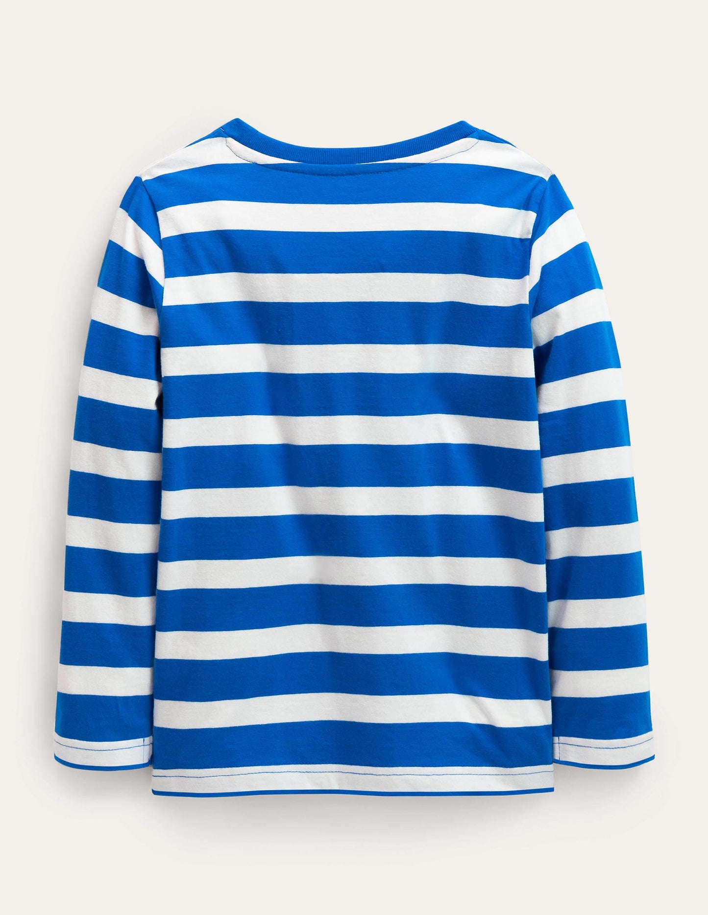 Big Appliqué Striped T-shirt-Moroccan Blue/ Ivory Rabbit