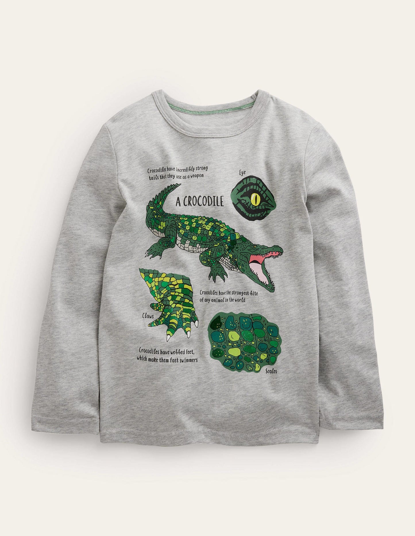 Crocodile T-shirt-Grey Marl Crocodiles