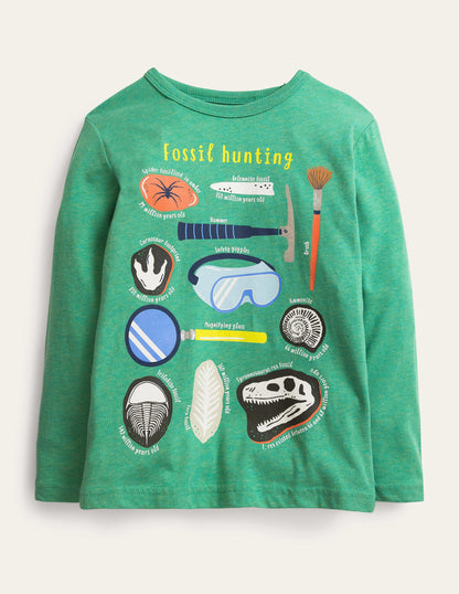 Educational Glow T-shirt-Deep Grass Green Fossils-1