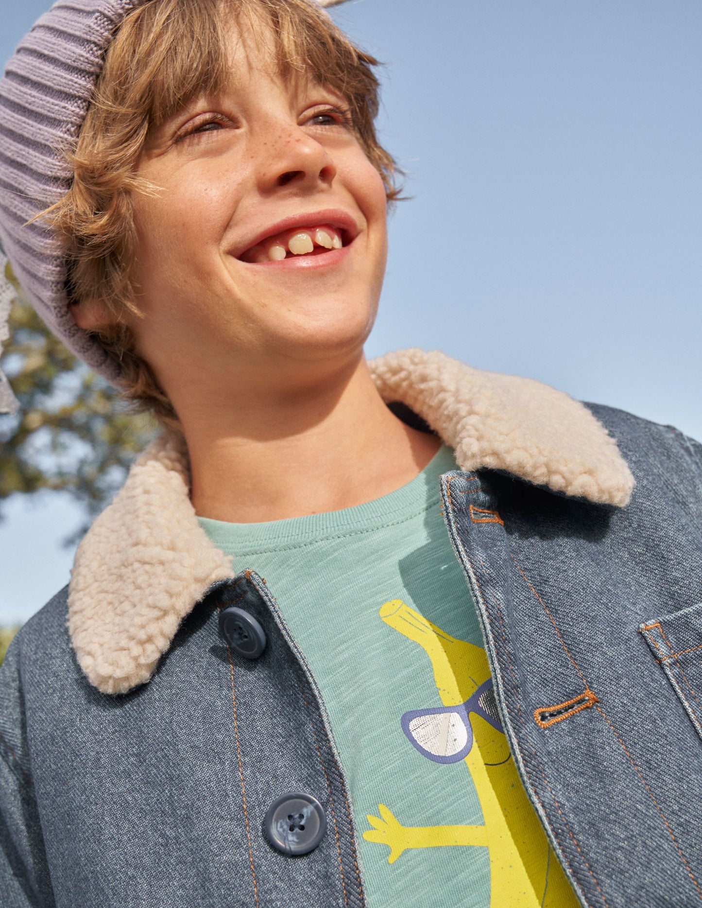 Borg Lined Jacket-Mid Vintage Denim