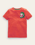 Washed Superstitch T-shirt-Mandarin Orange Dinosaur