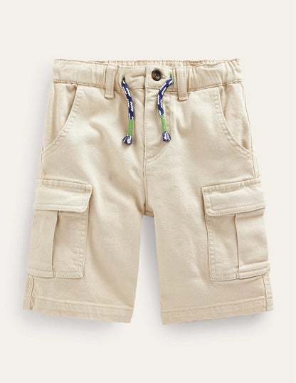Garment Dye Cargo Shorts-Stone-1