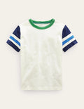 Sporty Short-Sleeve T-shirt-Ivory/College Navy