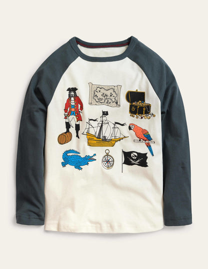 Raglan T-shirt-Ivory/Smoke Pirates