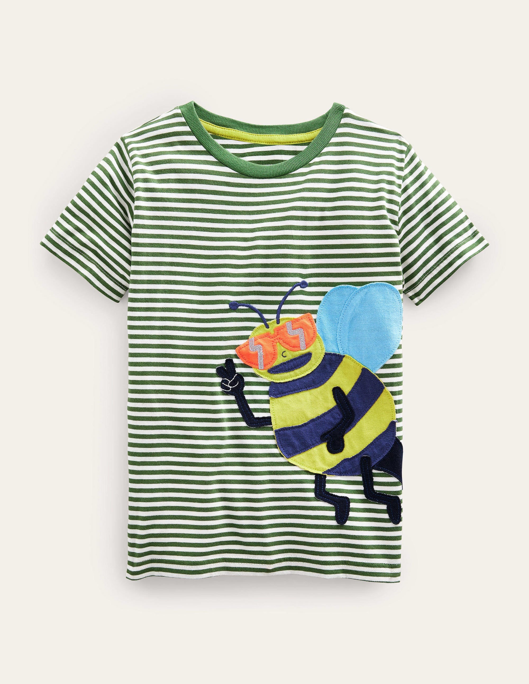 Funny Appliqué T-shirt-Safari/Ivory Bee - Image 1
