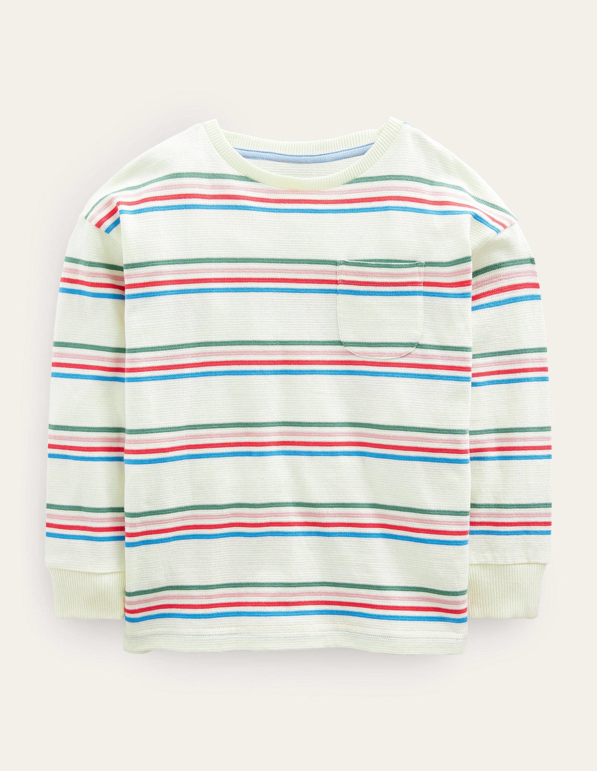 Long Sleeve Textured T-shirt-Ivory/Csarite/Surf-1