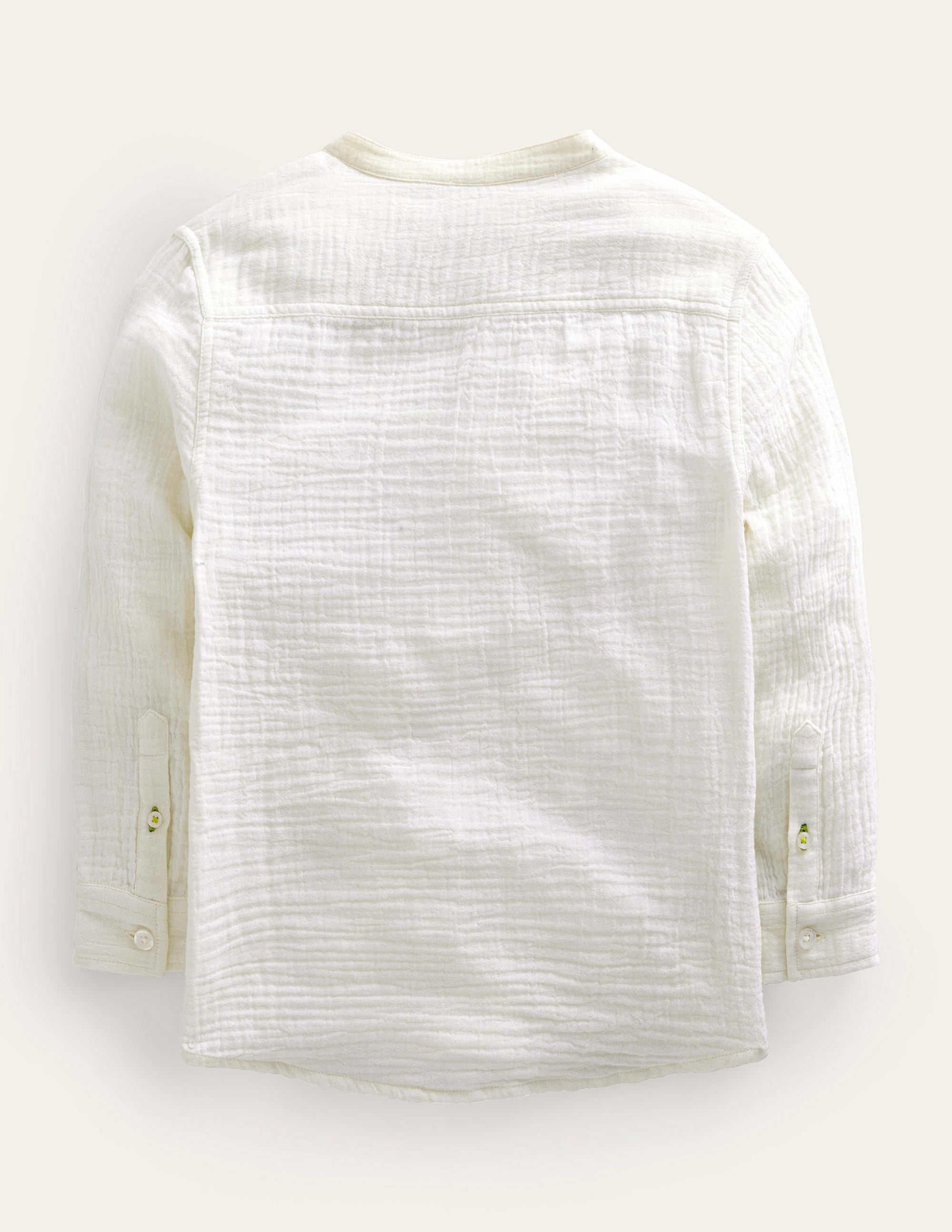 Double Cloth Grandad Shirt-Vanilla Pod Ivory - Image 2