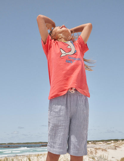 Lightweight Holiday Shorts-College Navy Ticking-4