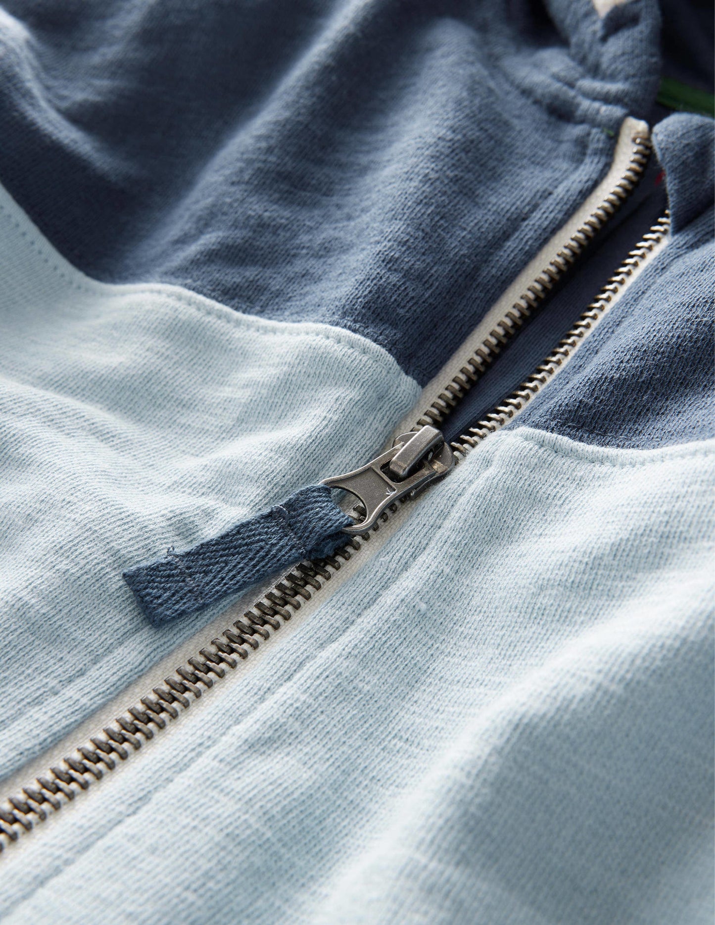 Colour Block Zip Hoodie-Surf Blue Colourblock