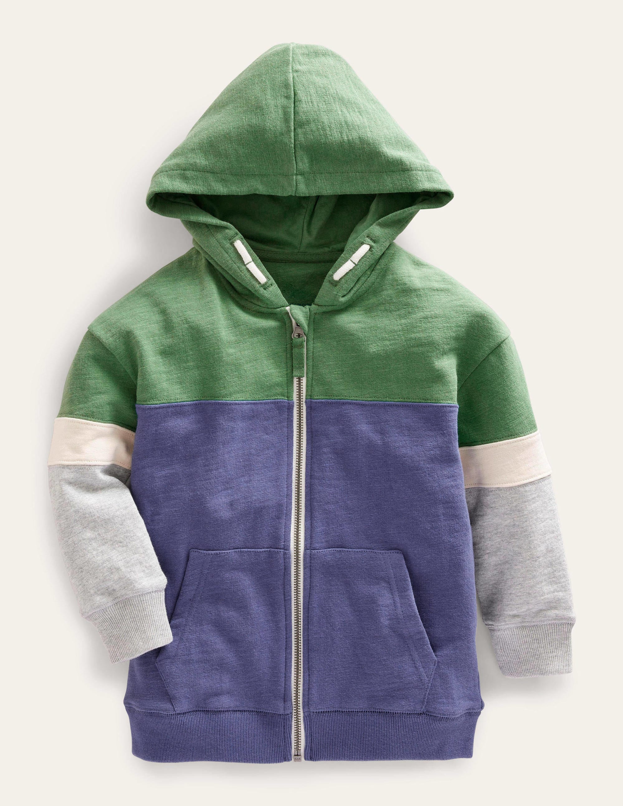 Colour Block Zip Hoodie-Soft Starboard - Image 1