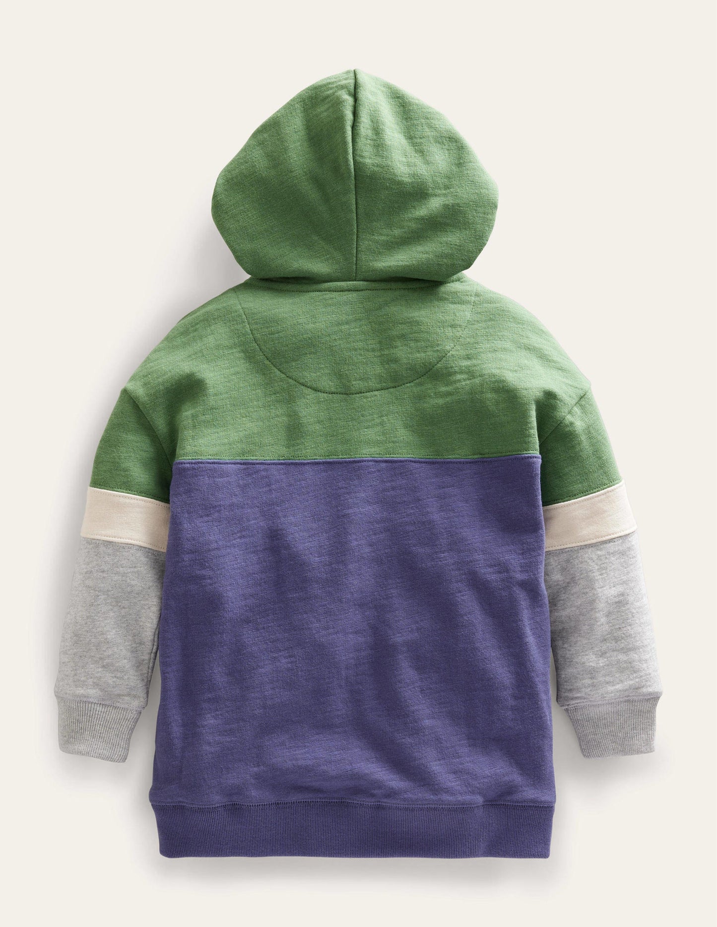 Colour Block Zip Hoodie-Soft Starboard