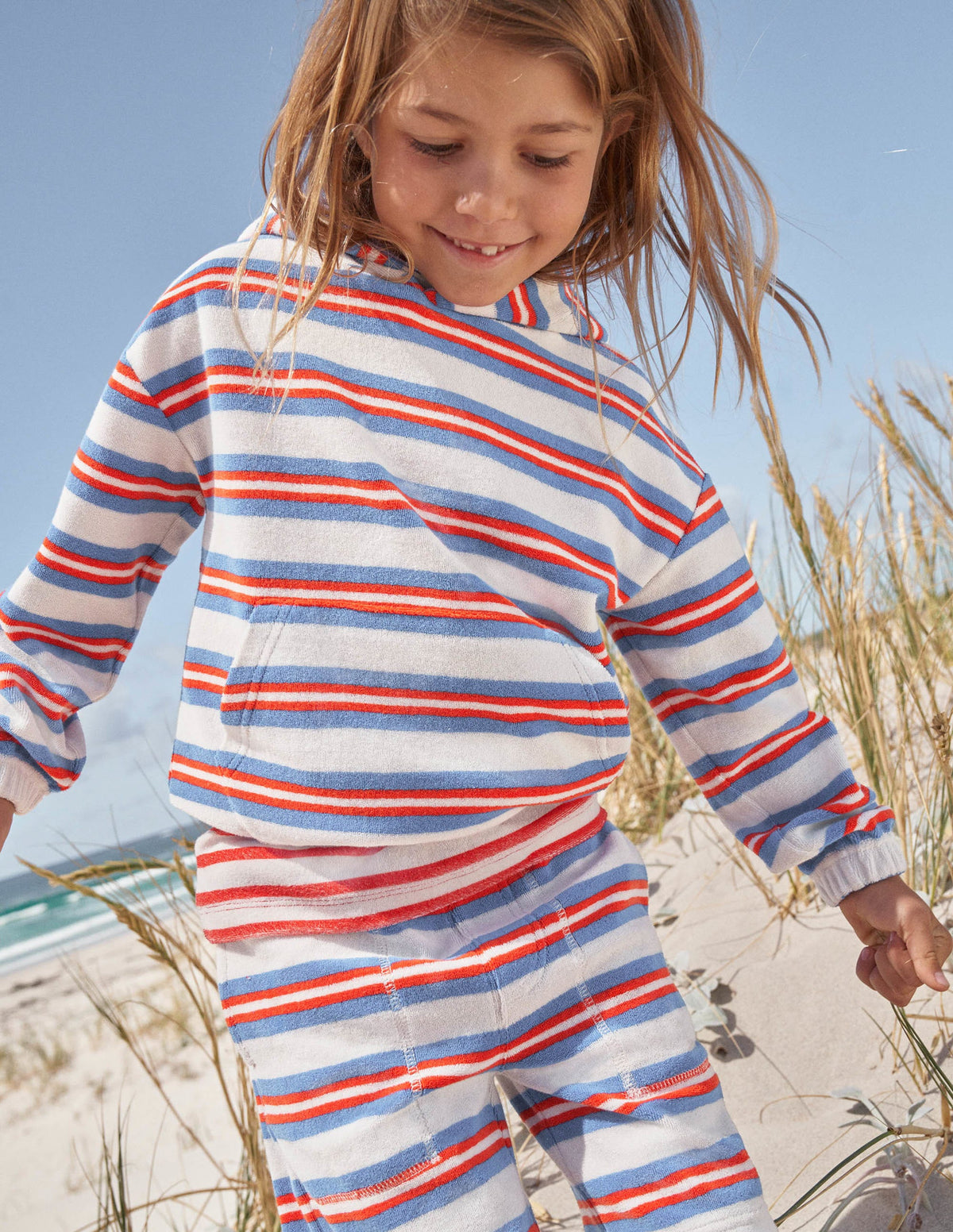 Towelling Hoodie-Cabana Blue Multi Stripe-5