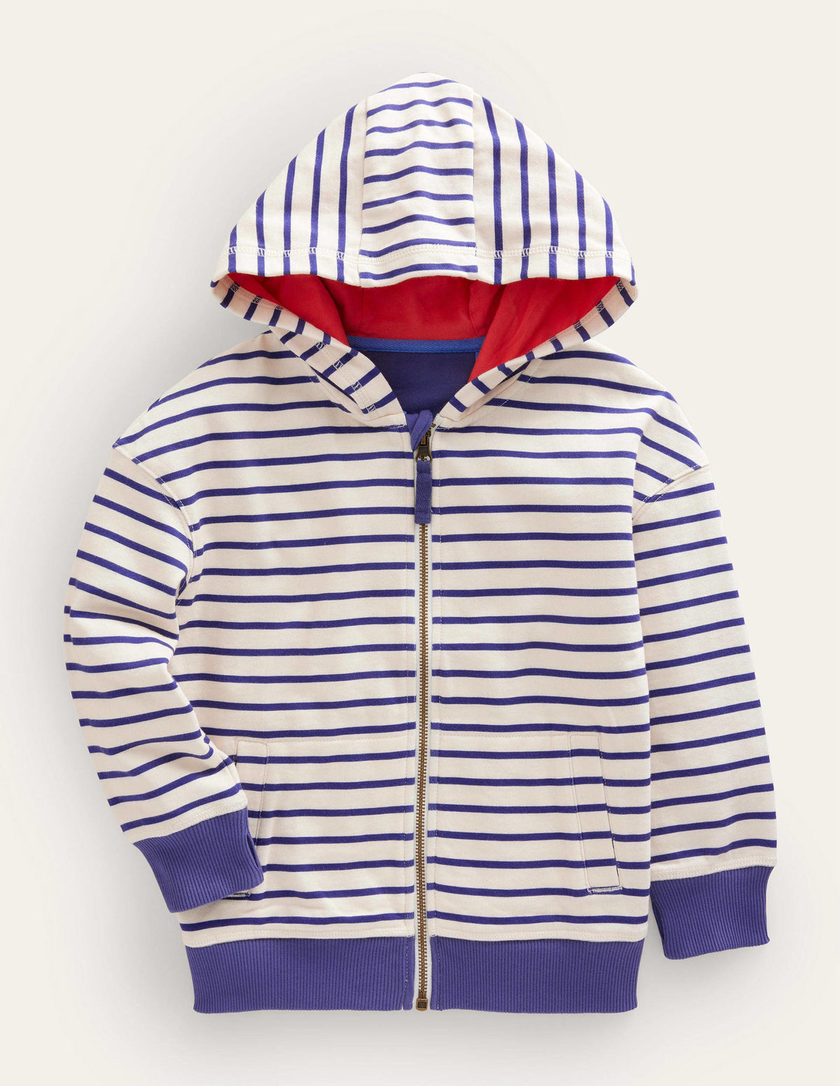 Jersey Stripy Hoodie-Starboard/Ivory - Image 1