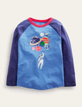 Glow Raglan T-shirt-Penzance Blue Space