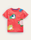 Appliqué Textured T-shirt-Jam Frogs
