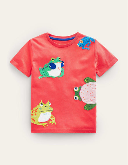 Appliqué Textured T-shirt-Jam Frogs