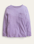 Long-sleeved Washed T-shirt-Misty Lavendar Purple