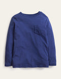 Long-sleeved Washed T-shirt-Starboard Blue