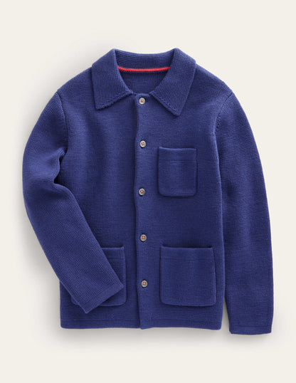 Knitted Button Through Jacket-College Navy-4