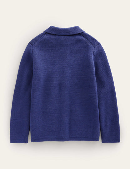 Knitted Button Through Jacket-College Navy-5