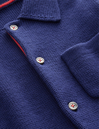 Knitted Button Through Jacket-College Navy-6
