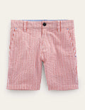Seersucker Shorts-Jam Red/Ivory Stripe