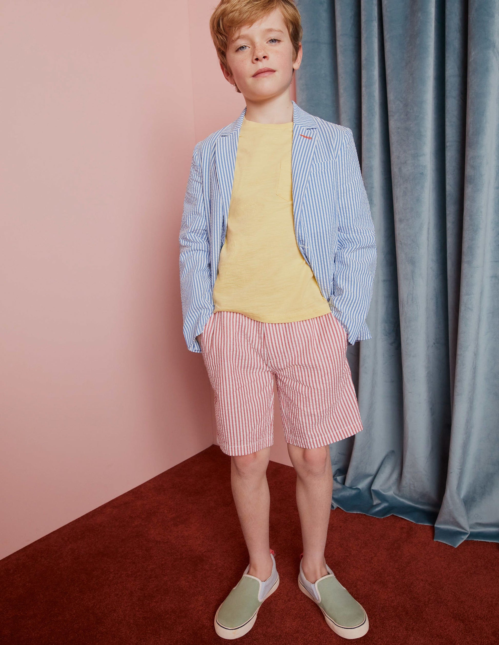 Seersucker Shorts-Jam Red/Ivory Stripe-5