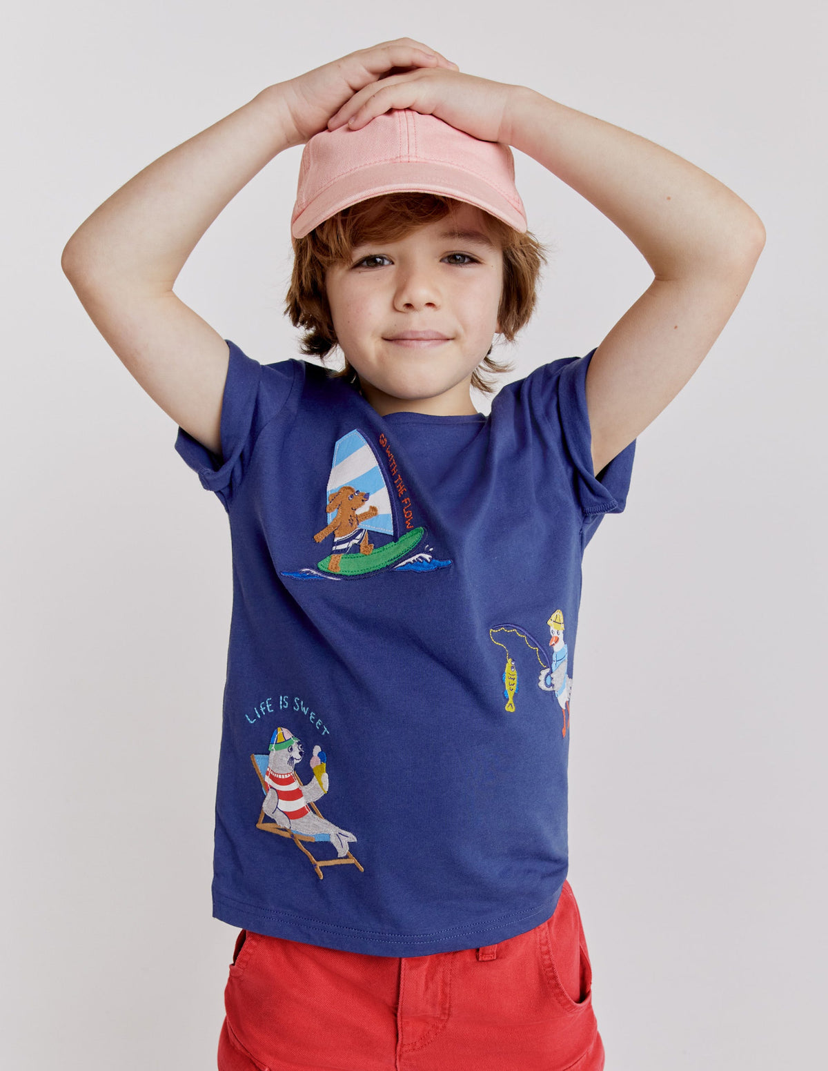 Mini Fun Appliqué T-shirt-Soft Starboard Blue - Image 4