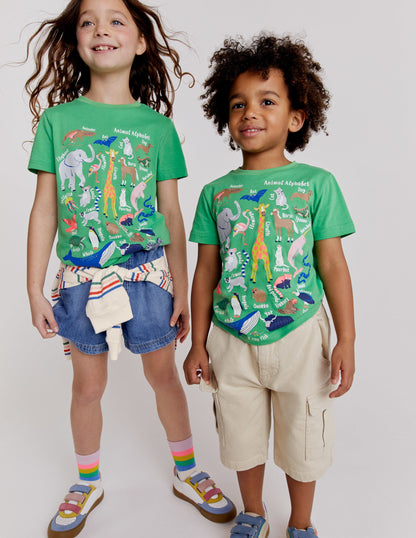 Animal Education T-shirt-Aloe Green Animal Alphabet-1